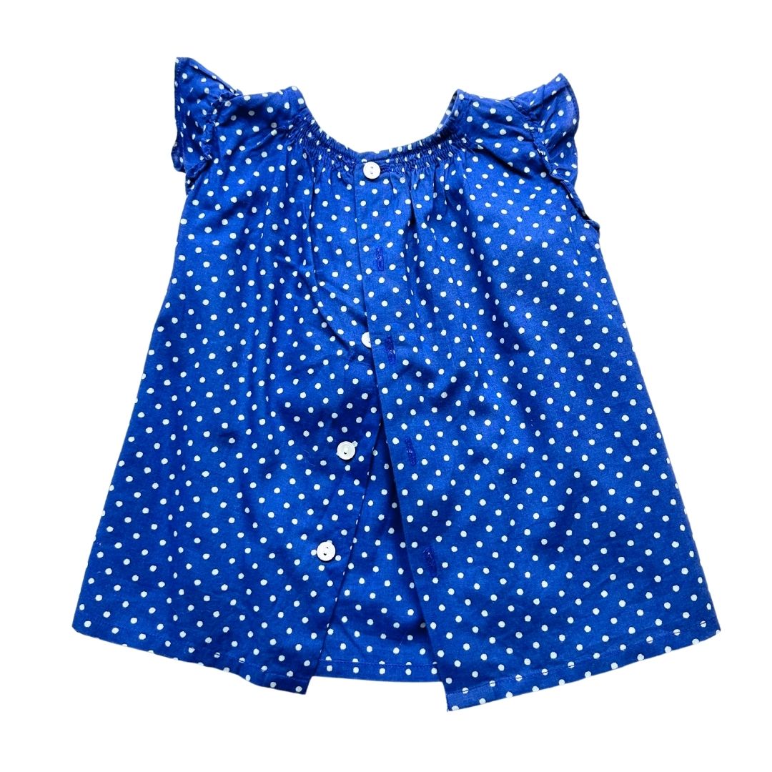 BONPOINT - Blouse bleu à pois blanc - 6 mois