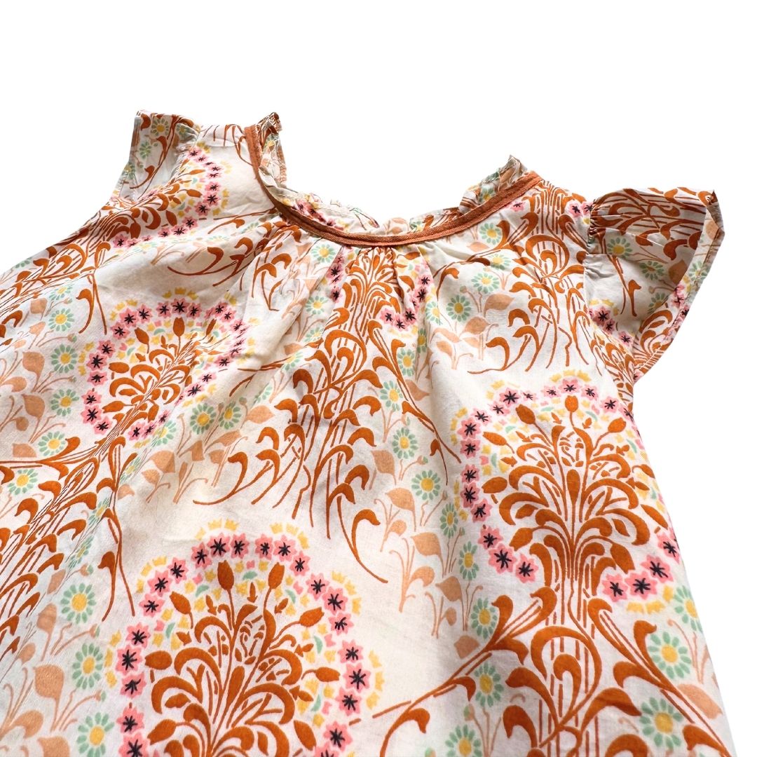 BONPOINT - Cremefarbene Bluse mit Mustern - 6 Monate