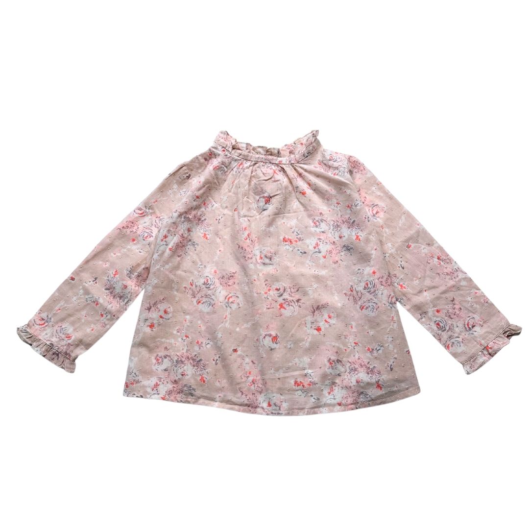 BONPOINT - Chemisier rose à fleurs - 4 ans
