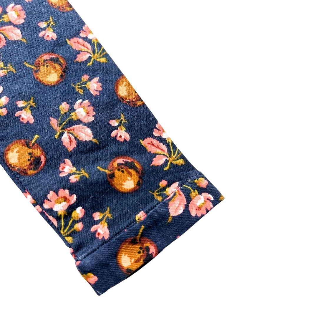 BONPOINT - Navy blue blouse with pink flowers - 8 years