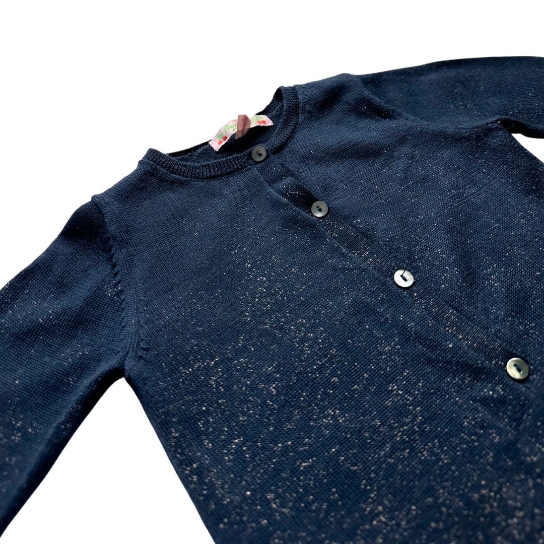 BONPOINT - Navy blue and sequined wool cardigan - 2 years