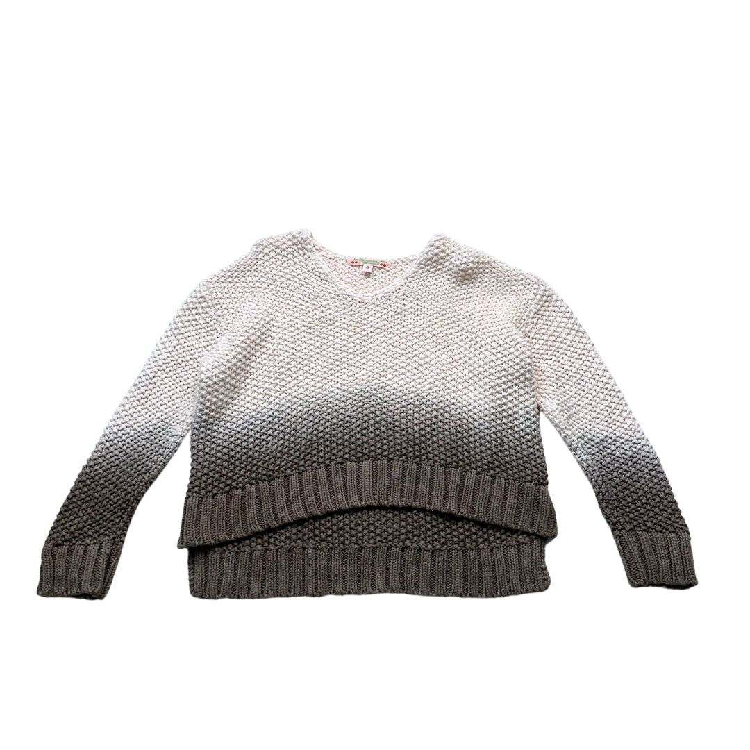 BONPOINT - Pull effet tricot en tie and dye crème et marron en lin - 6 ans