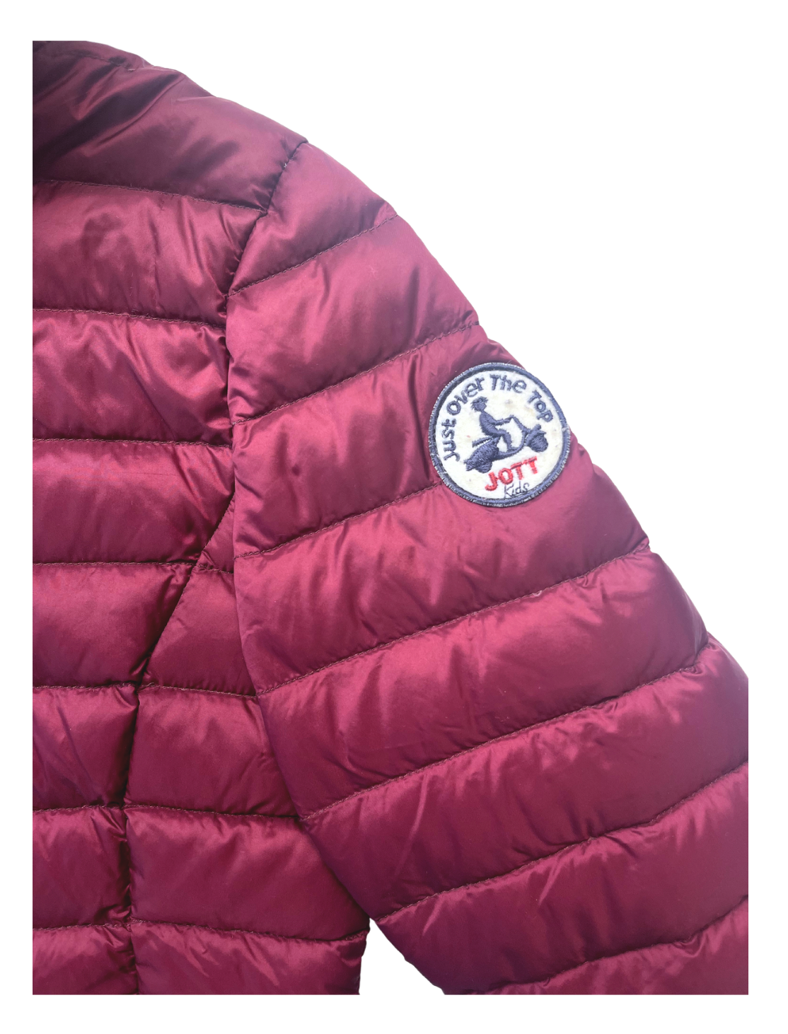 JOTT - Leichte burgunderfarbene Daunenjacke mit Kapuze - 8/10 Jahre