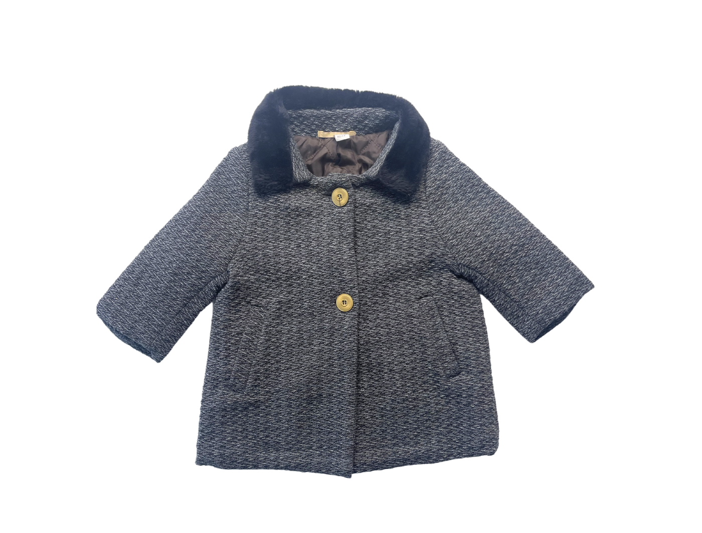 GOLD BELGIUM - Manteau gris col fourrure - 1 ans