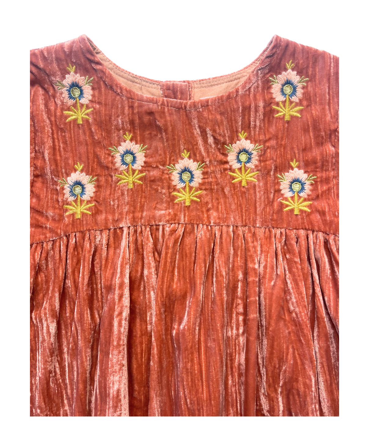 LOUISE MISHA - Robe rose en velours brodée - 4 ans