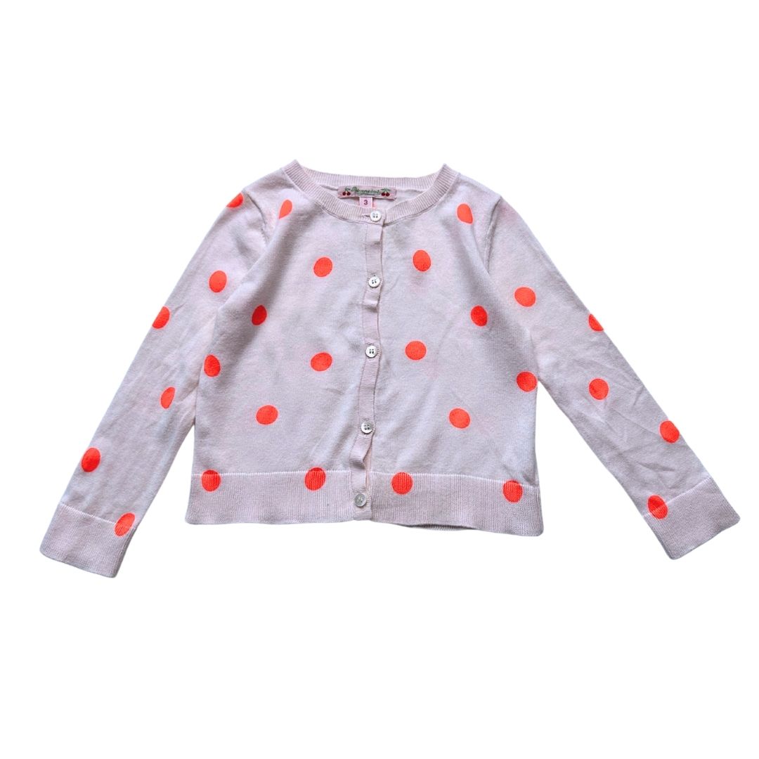 BONPOINT - Cardigan crème à pois roses - 3 ans