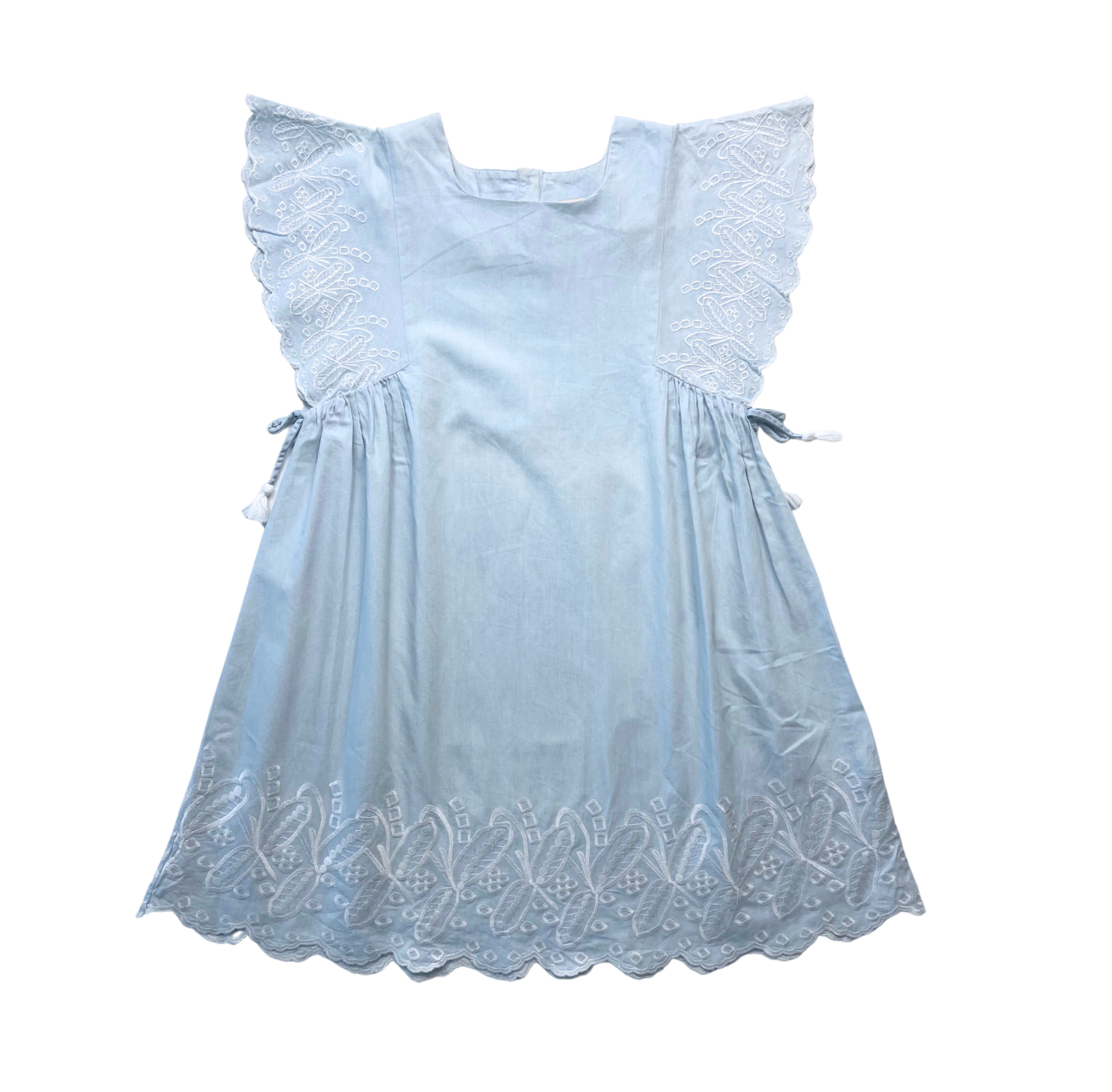 LOUISE MISHA - Robe en coton bleue brodée - 12 ans