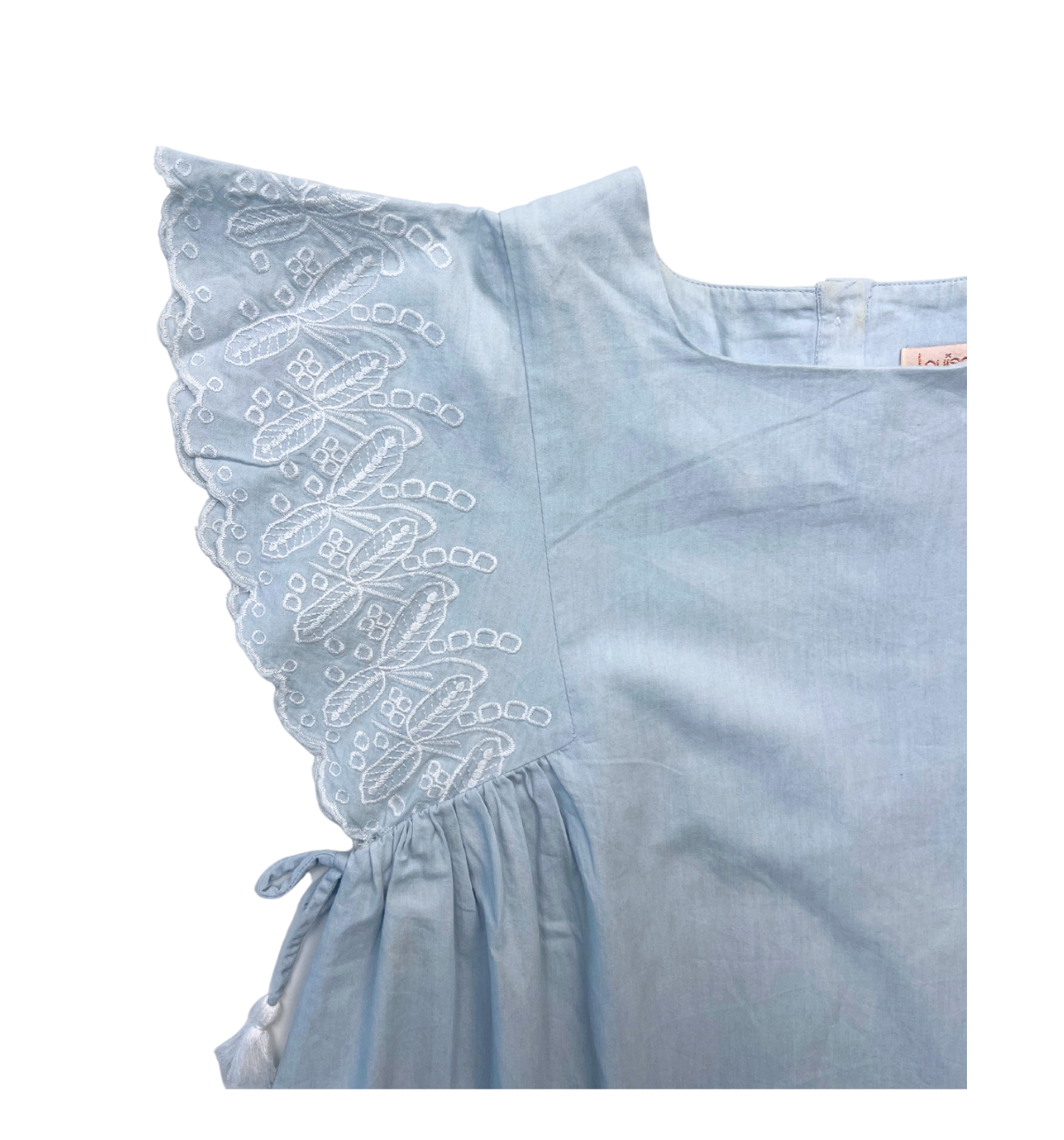 LOUISE MISHA - Robe en coton bleue brodée - 12 ans