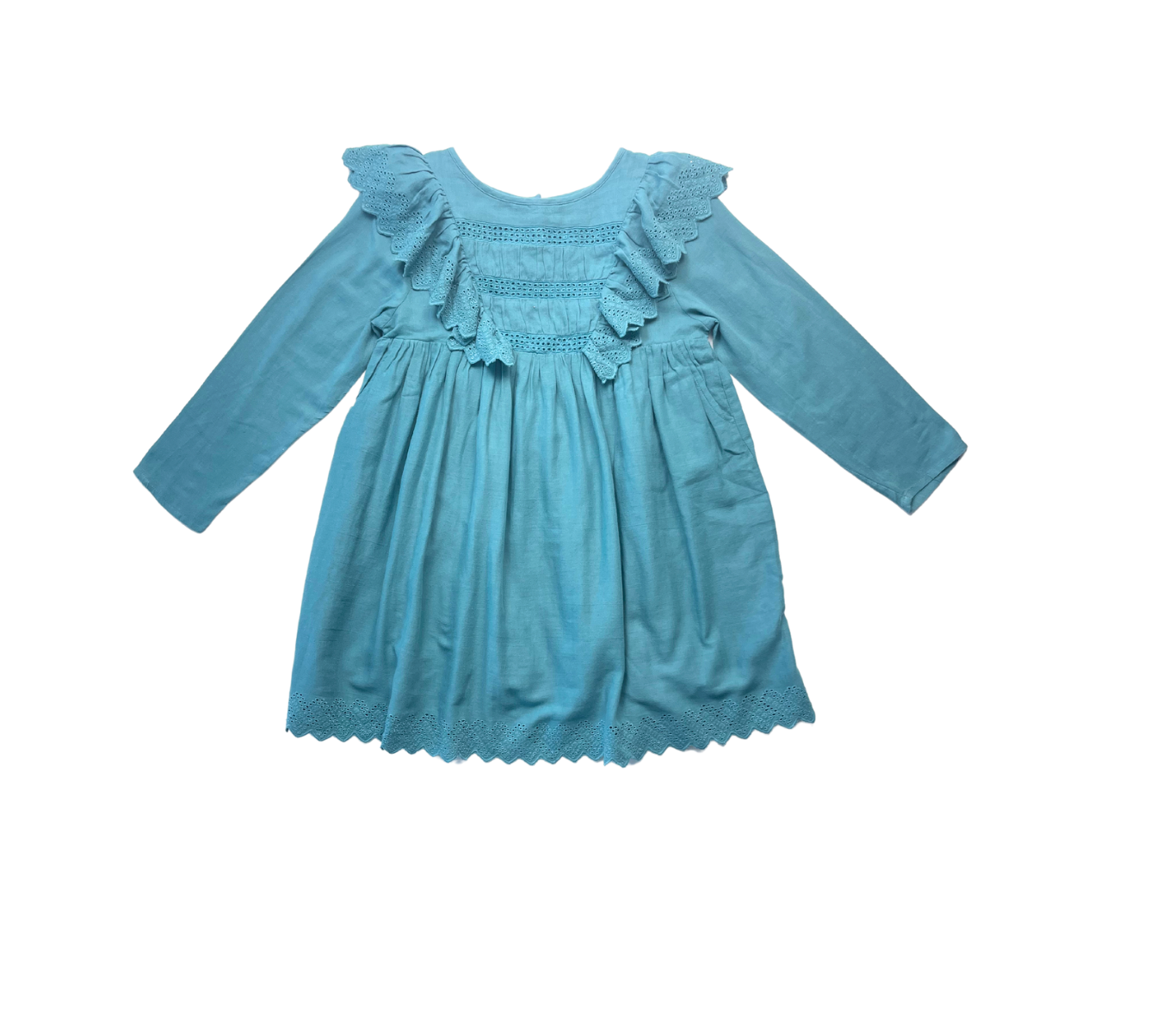 LOUISE MISHA - Robe en coton bleue à broderies - 8 ans