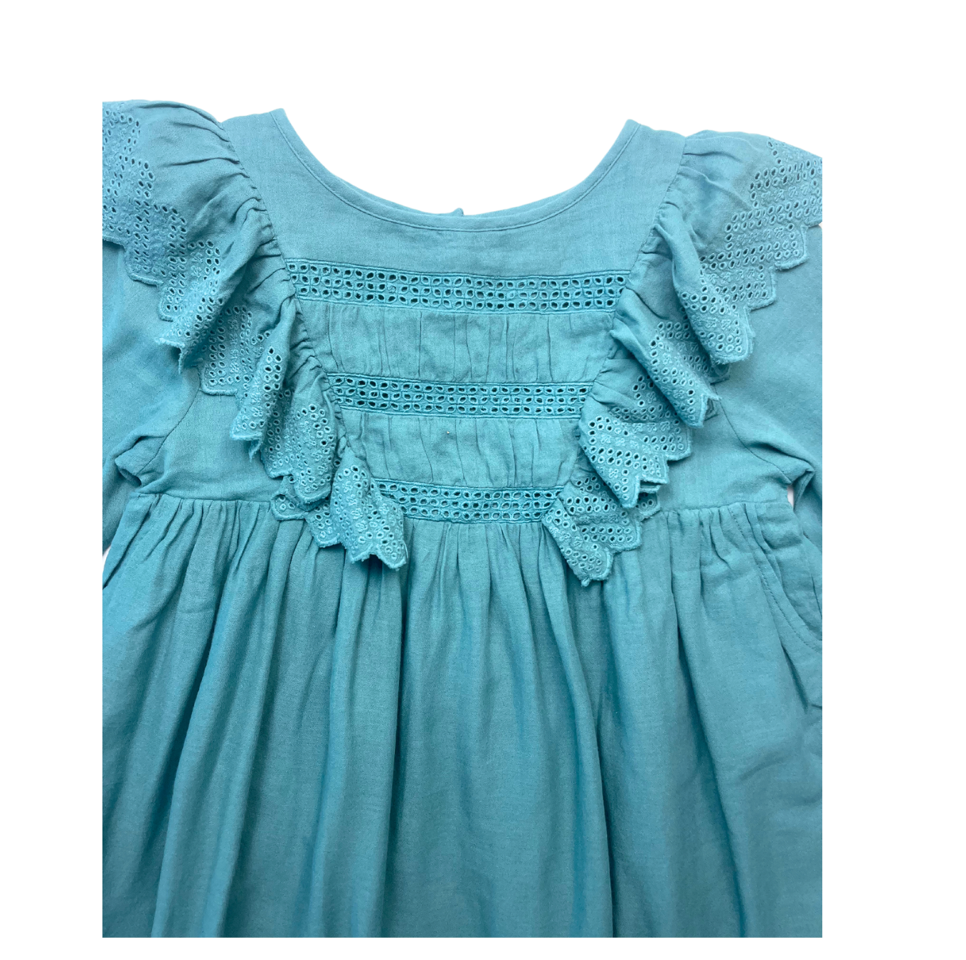 LOUISE MISHA - Robe en coton bleue à broderies - 8 ans