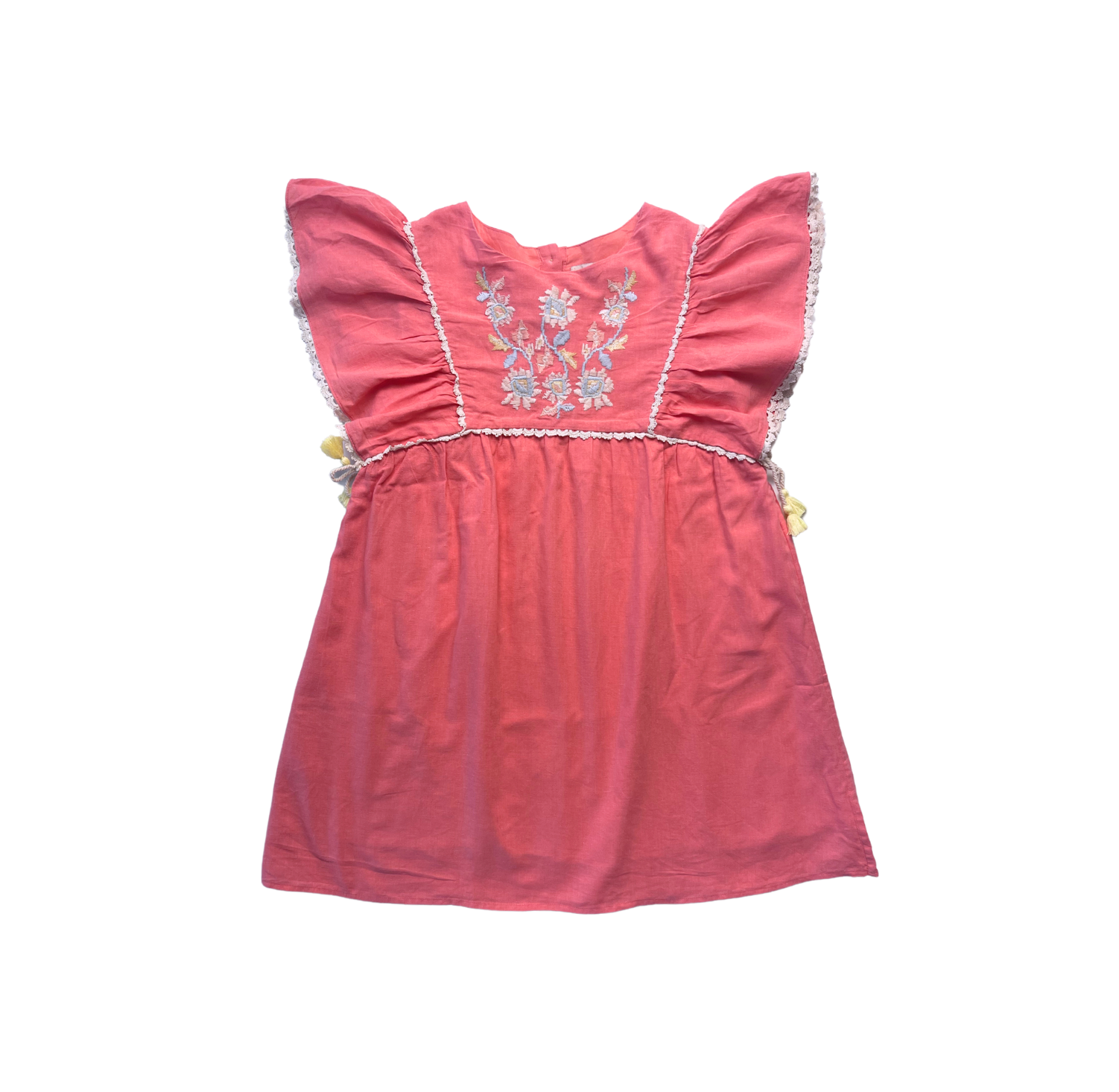 LOUISE MISHA - Robe en coton rose brodée - 12 ans