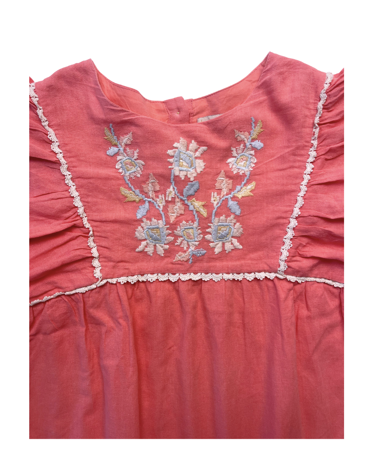 LOUISE MISHA - Robe en coton rose brodée - 12 ans