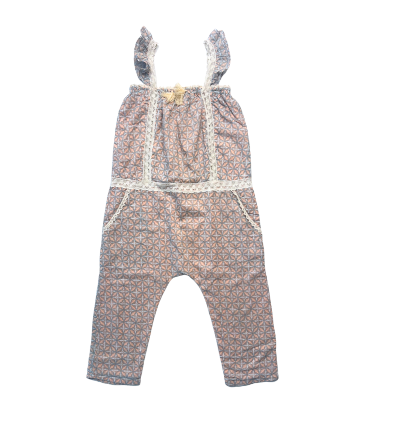 LOUISE MISHA - Salopette rose à motifs et broderies - 4 ans
