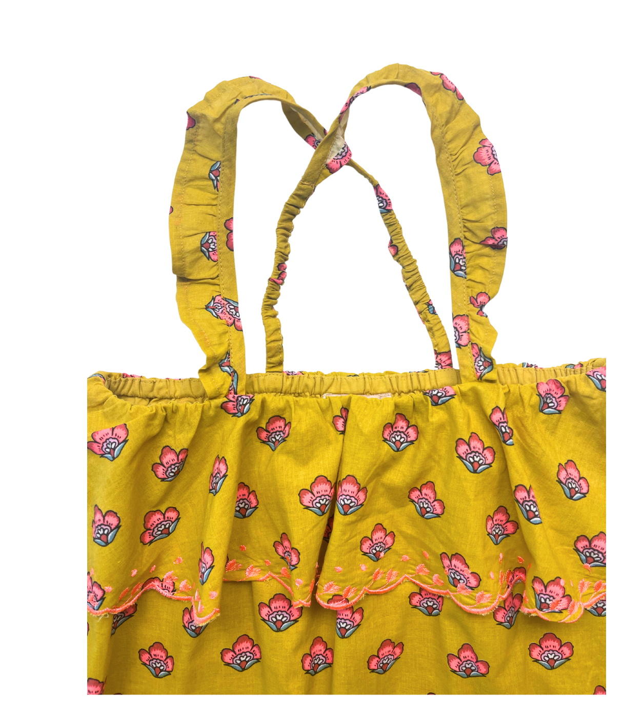 LOUISE MISHA - Robe moutarde à fleurs roses - 10 ans