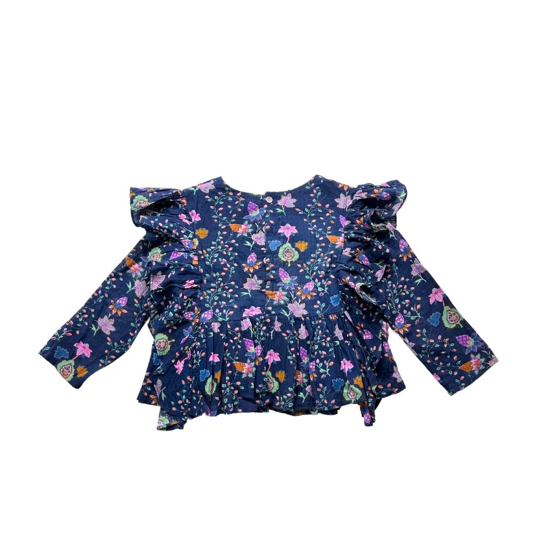 LOUISE MISHA - Chemisier bleu marine avec imprimés - 4 ans