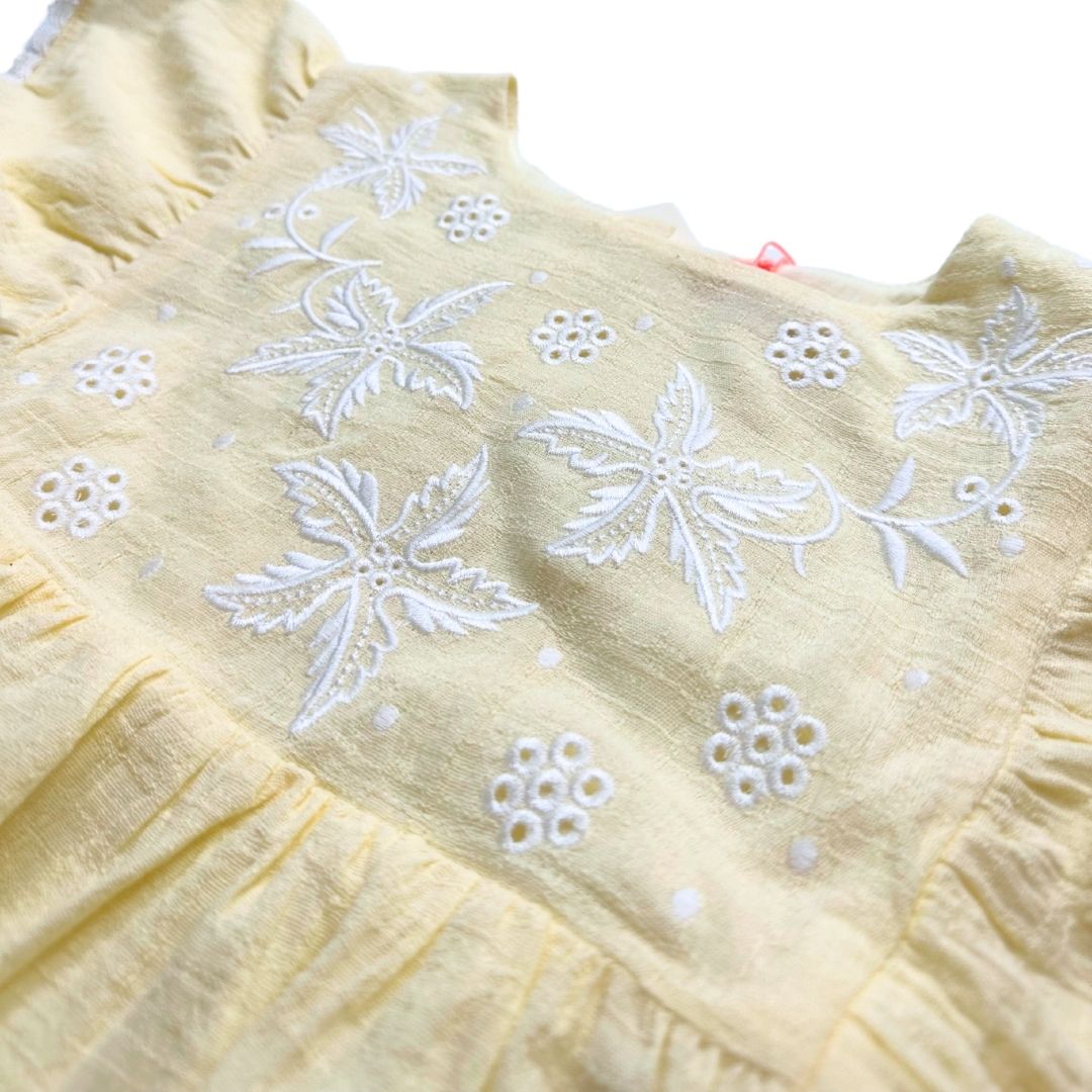 LOUISE MISHA - Top jaune neuf avec broderies blanches - 6 ans