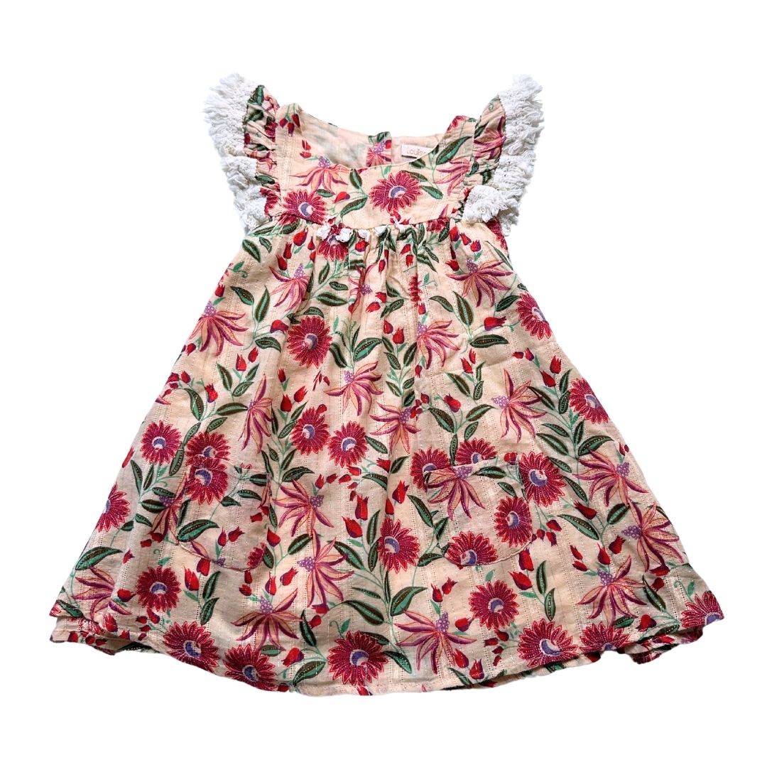 LOUISE MISHA - Ensemble robe et veste crème avec fleurs - 3 ans