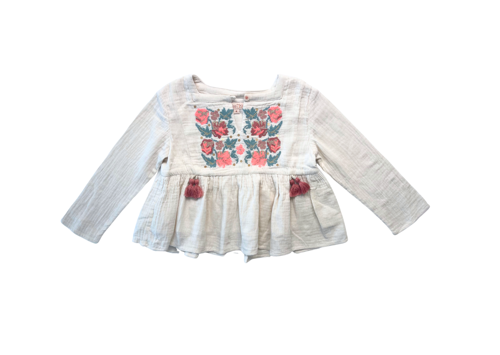 LOUISE MISHA - Blouse en gaz de coton à broderies - 4 ans