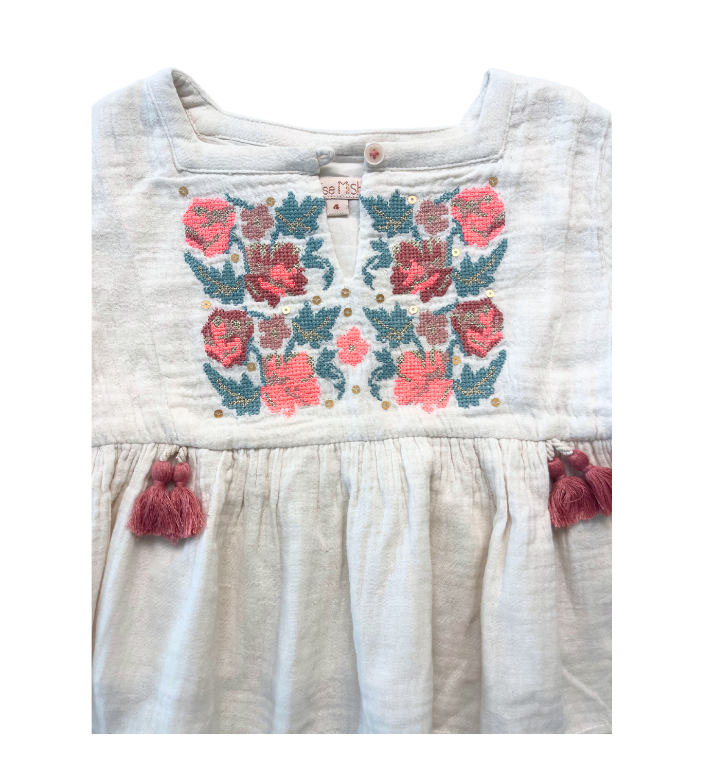 LOUISE MISHA - Blouse en gaz de coton à broderies - 4 ans