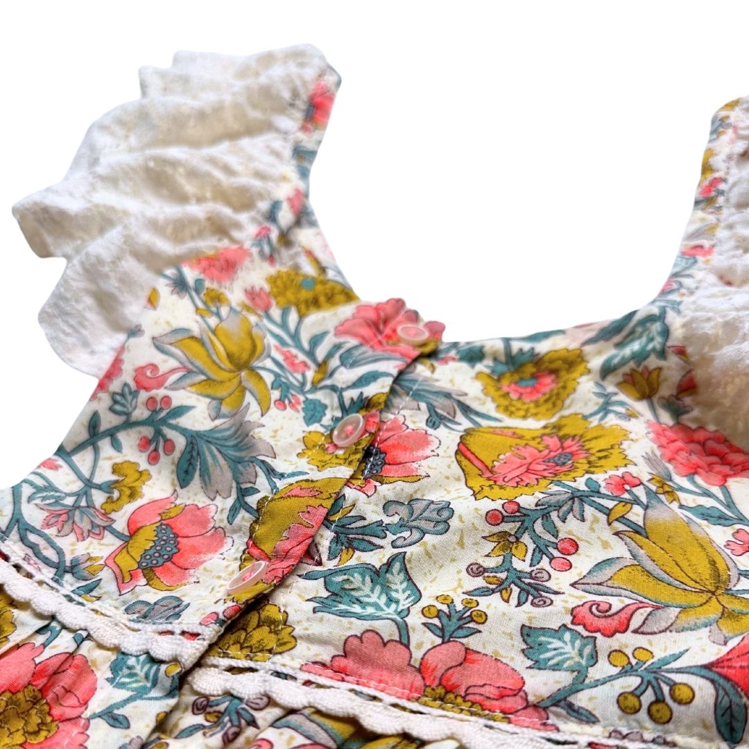 LOUISE MISHA - Set aus Tanktop und Rock mit Blumenmuster in Gelb, Rosa und Blau - 10 Jahre