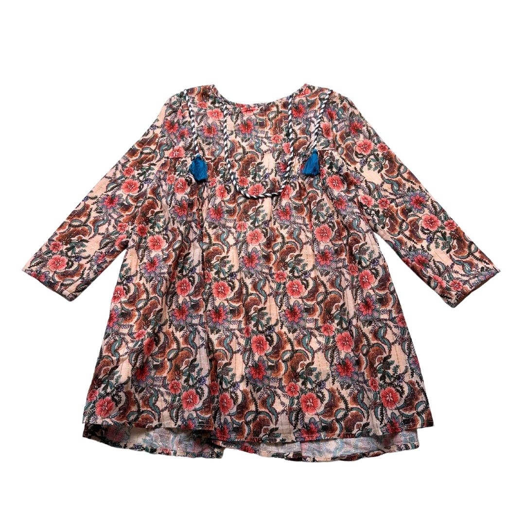 LOUISE MISHA - Robe crème à motifs et détails doré - 10 ans