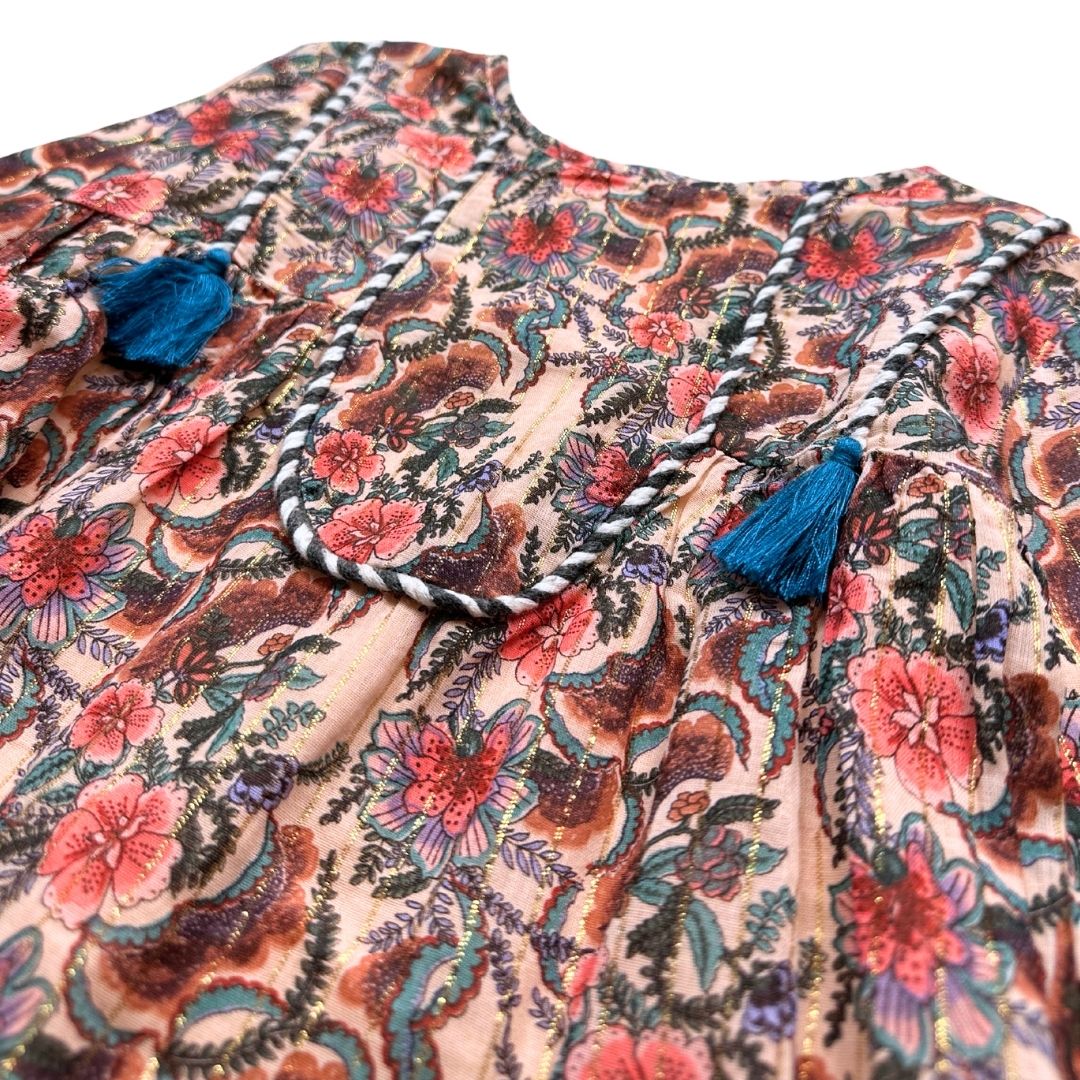 LOUISE MISHA - Robe crème à motifs et détails doré - 10 ans