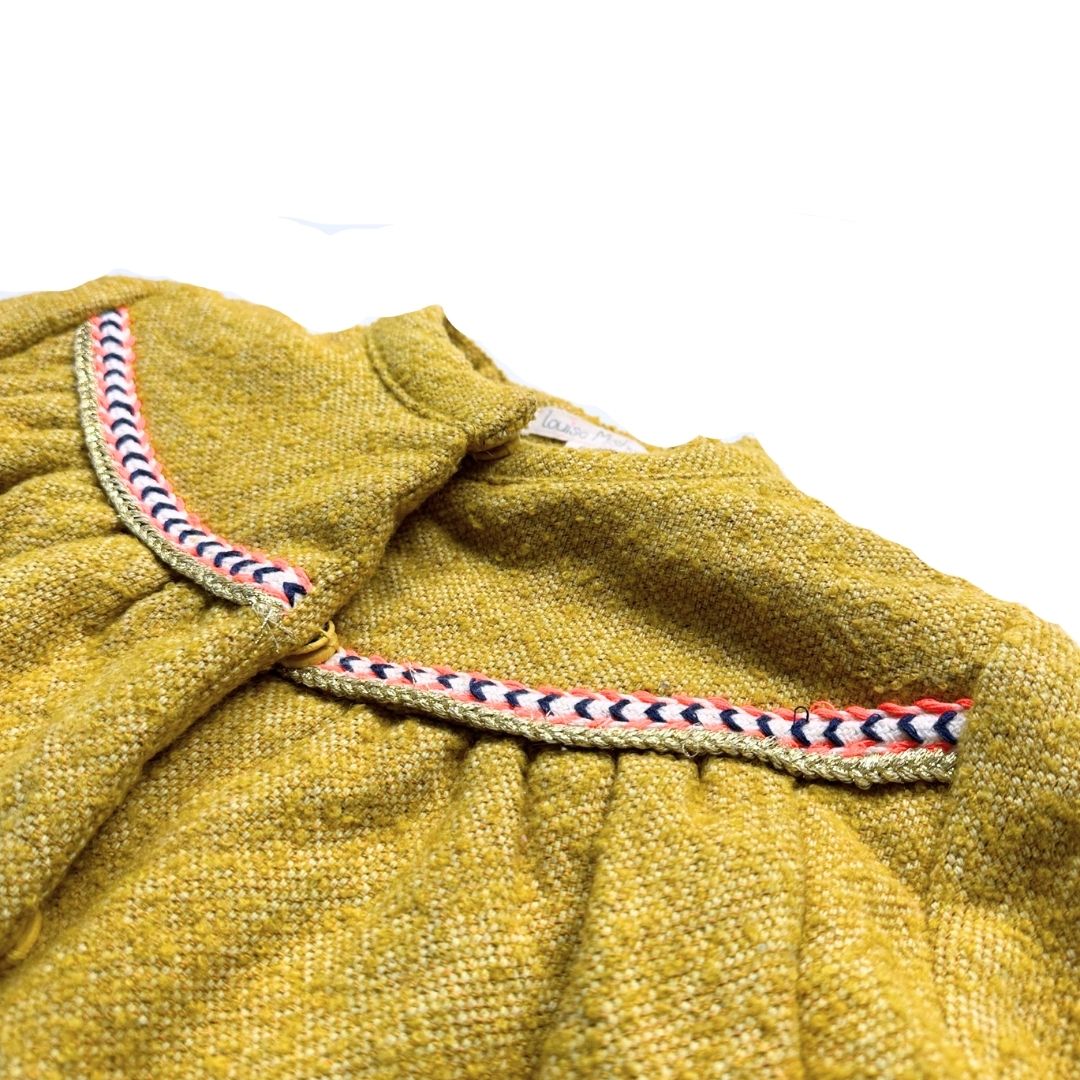 LOUISE MISHA - Manteau jaune avec broderies - 6 ans