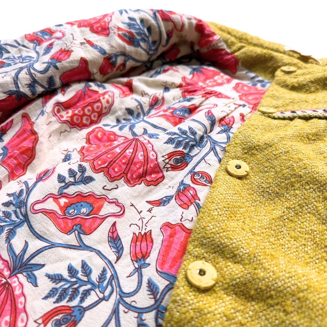 LOUISE MISHA - Manteau jaune avec broderies - 6 ans