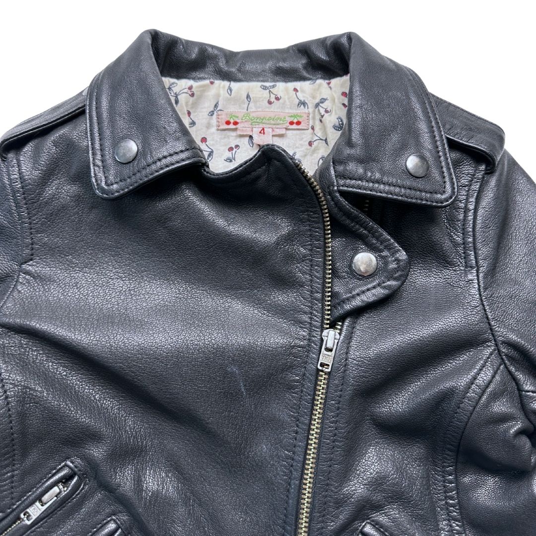 BONPOINT - Black faux leather jacket - 4 years