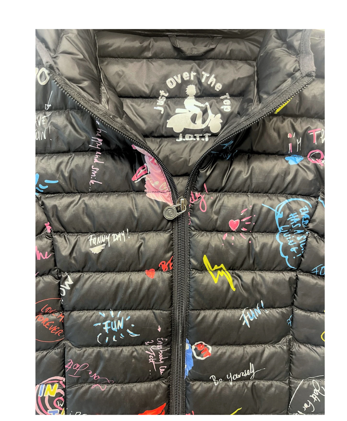 JOTT - Doudoune à capuche légère noire « Girl Power » - 8/10 ans