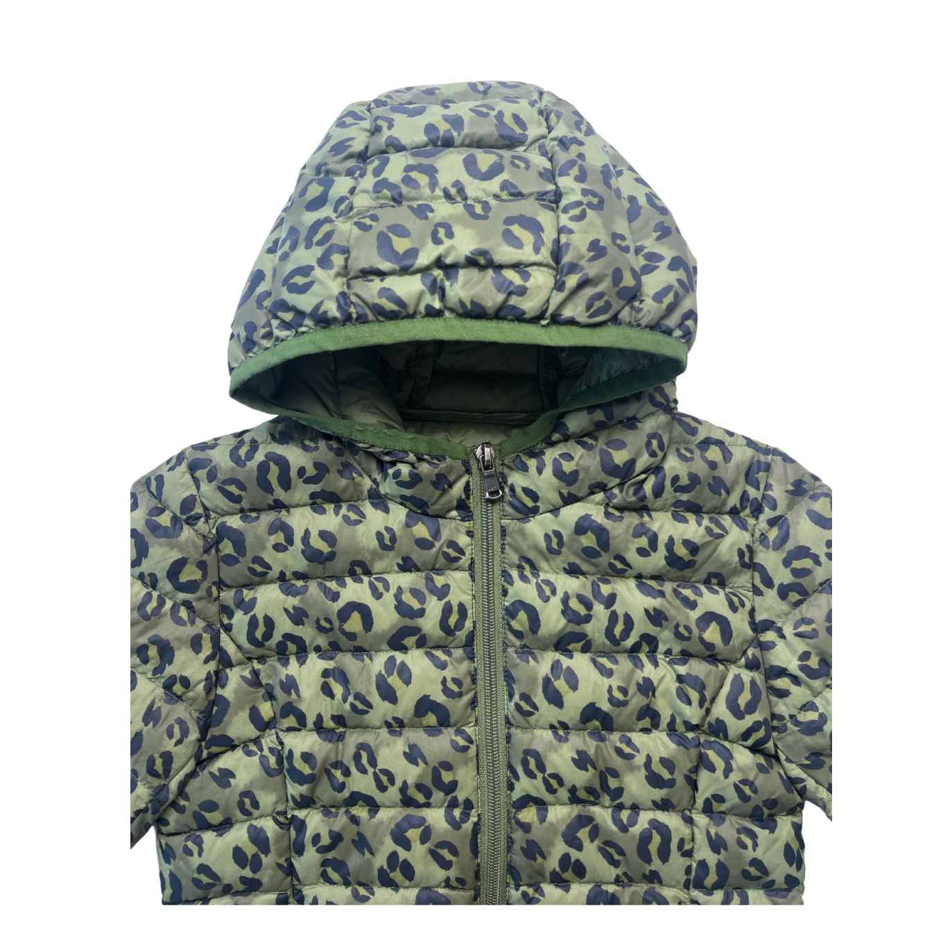 JOTT - Doudoune à capuche légère verte motif léopard - 4/6 ans