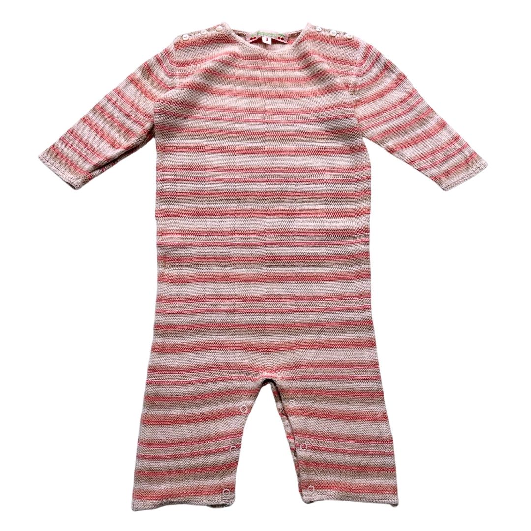 BONPOINT - Combinaison rose à rayures - 6 mois