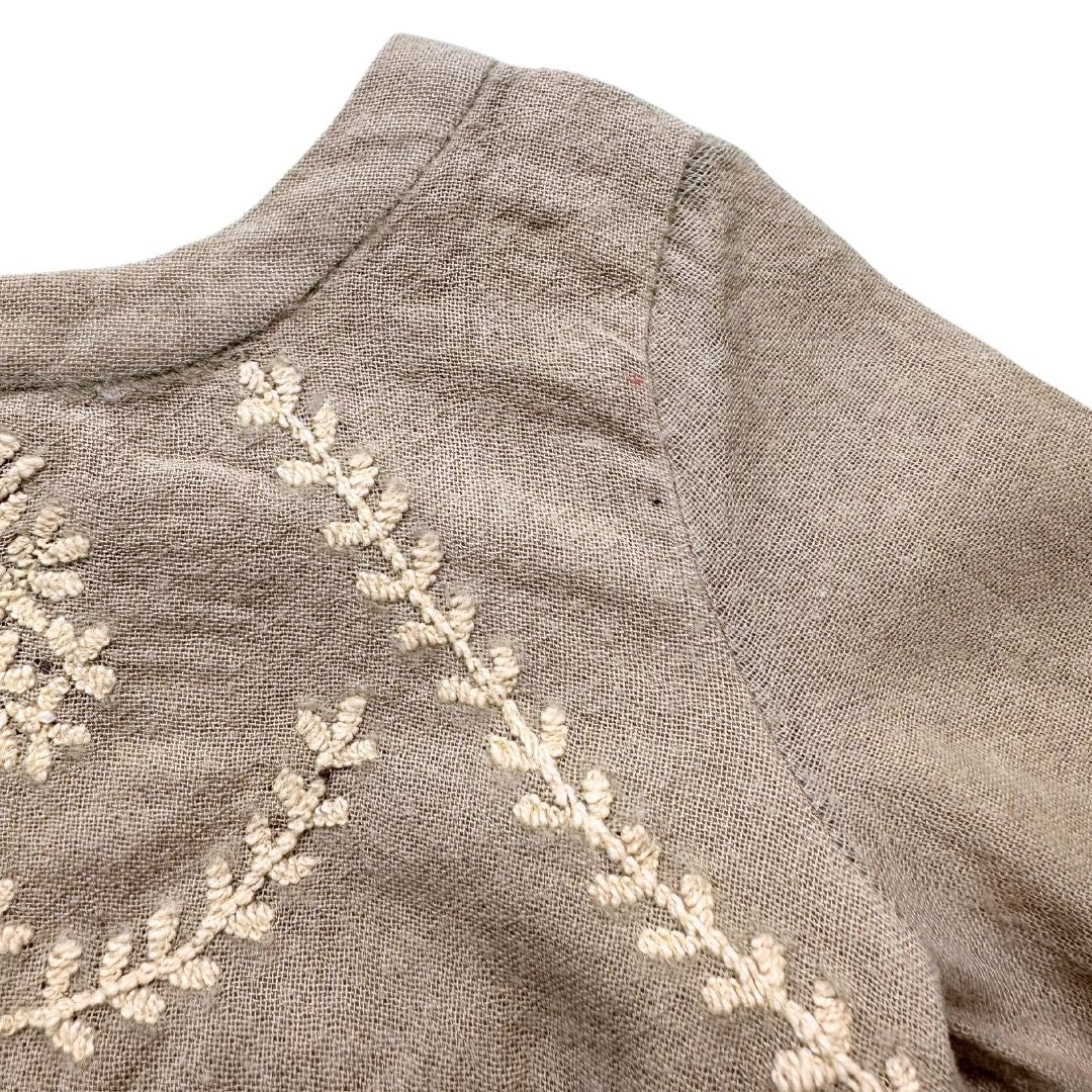 BONPOINT - Braunes Wollkleid mit Stickerei - 2 Jahre