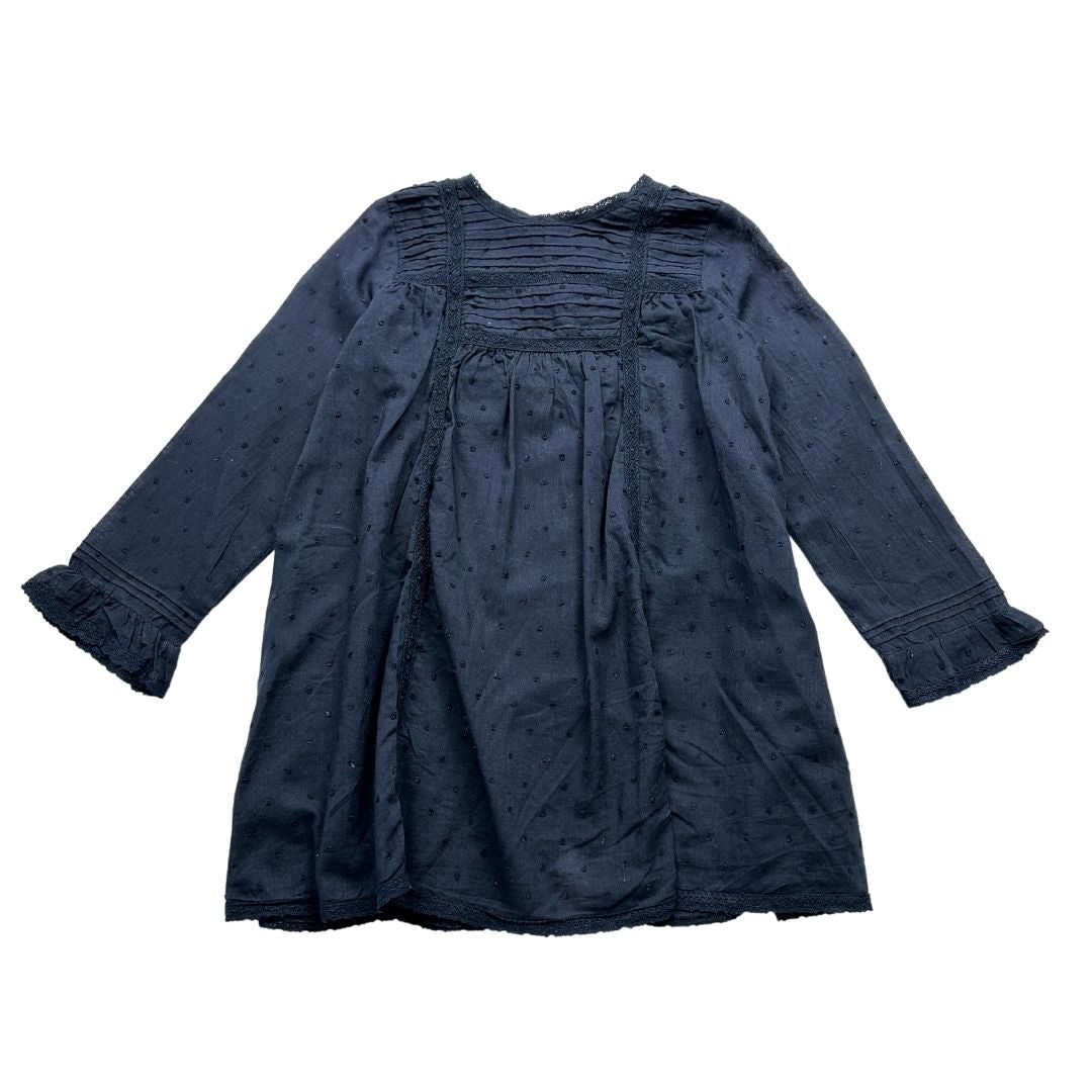 BONPOINT - Marineblaues Kleid mit Punkten - 2 Jahre