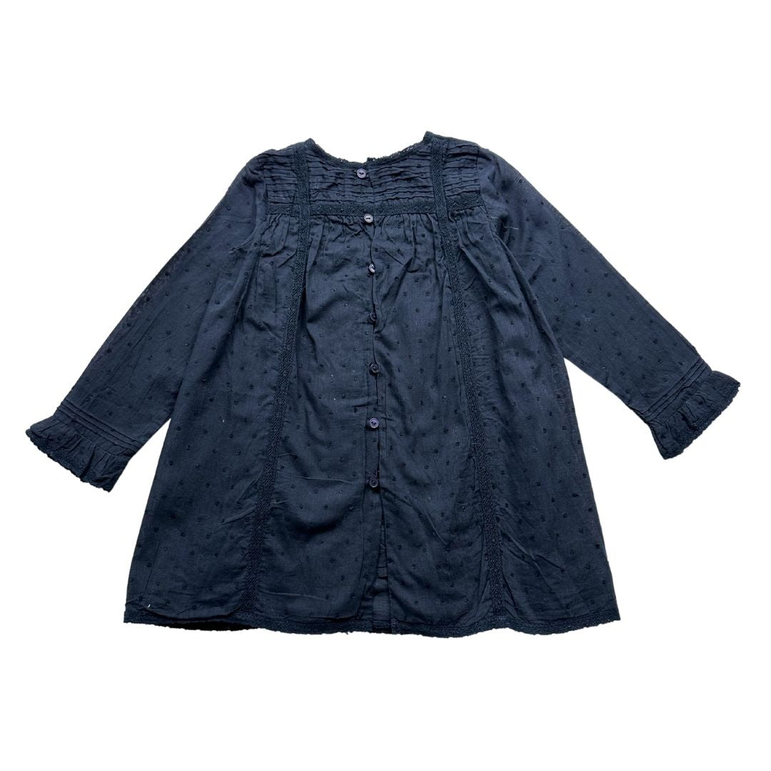 BONPOINT - Marineblaues Kleid mit Punkten - 2 Jahre