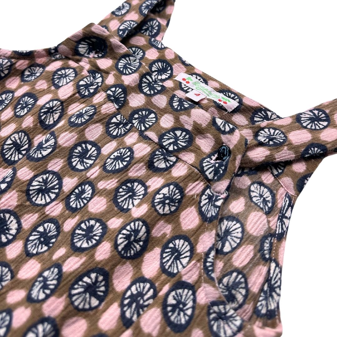 BONPOINT - Combinaison à motifs marrons, noirs et roses - 4 ans