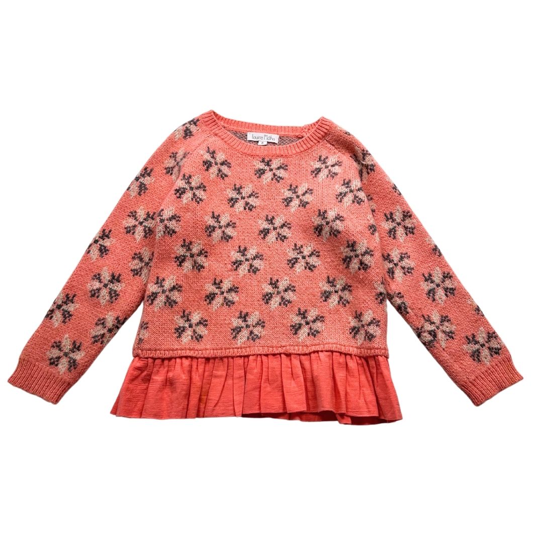 LOUISE MISHA - Pull rose à motifs en angora - 6 ans