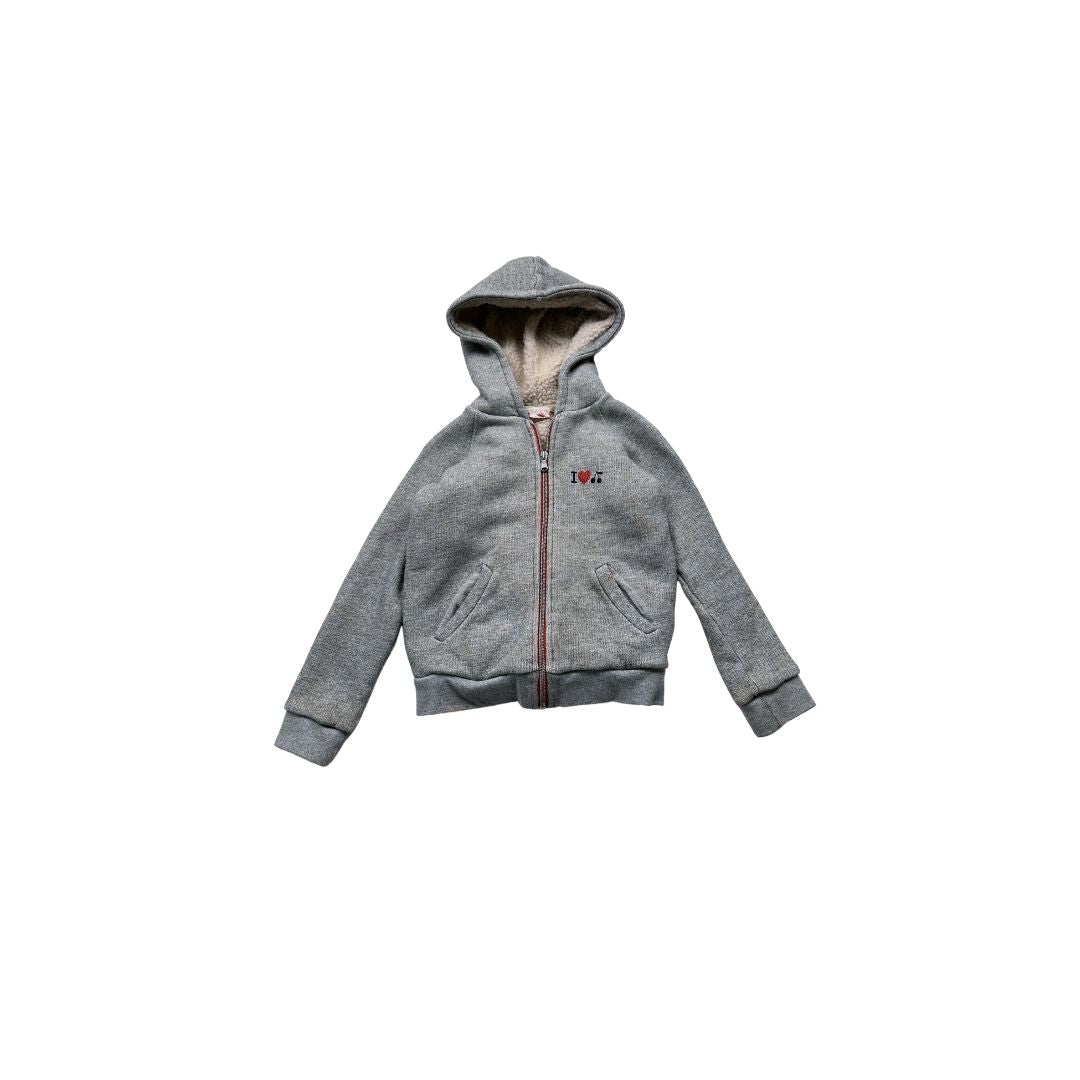 BONPOINT - Sweat gris zippé fourré - 6 ans