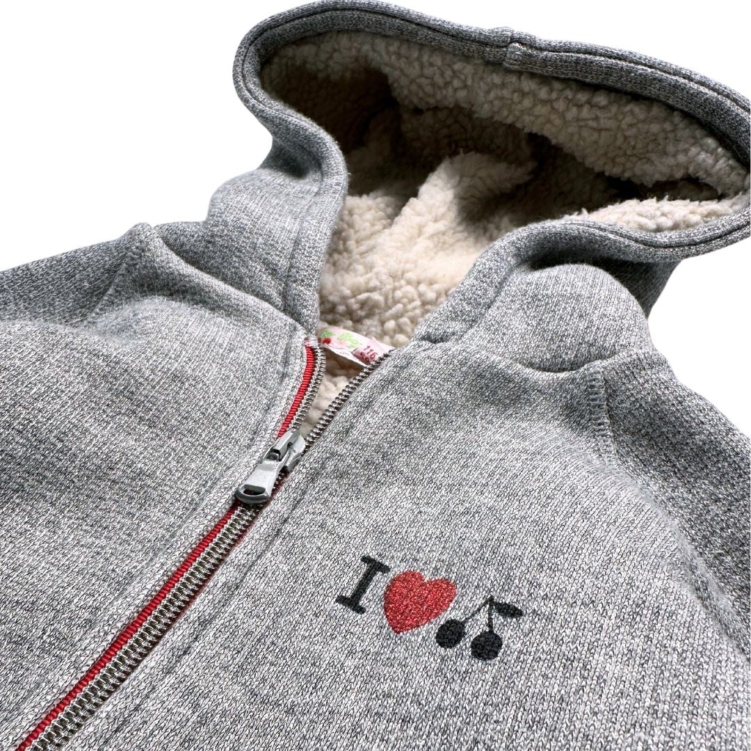 BONPOINT - Sweat gris zippé fourré - 6 ans
