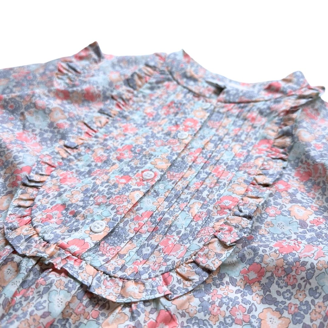 BONPOINT - Robe neuve à fleurs roses, violettes et bleus - 12 ans