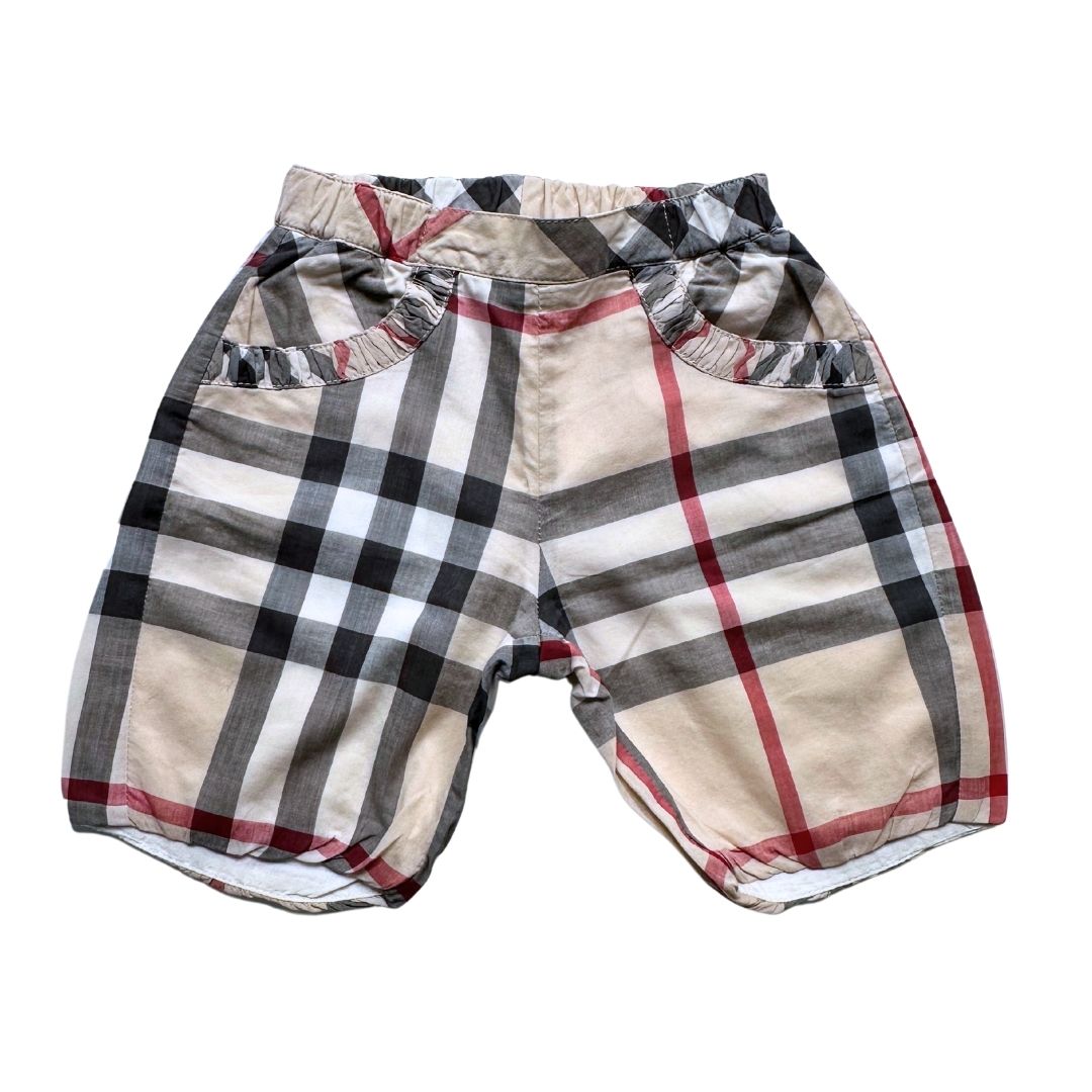 BURBERRY - Short crème noir et rouge à carreaux - 9 mois