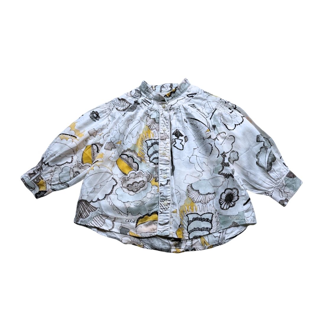 CHLOE - Weiße Bluse mit Prints - 18 Monate