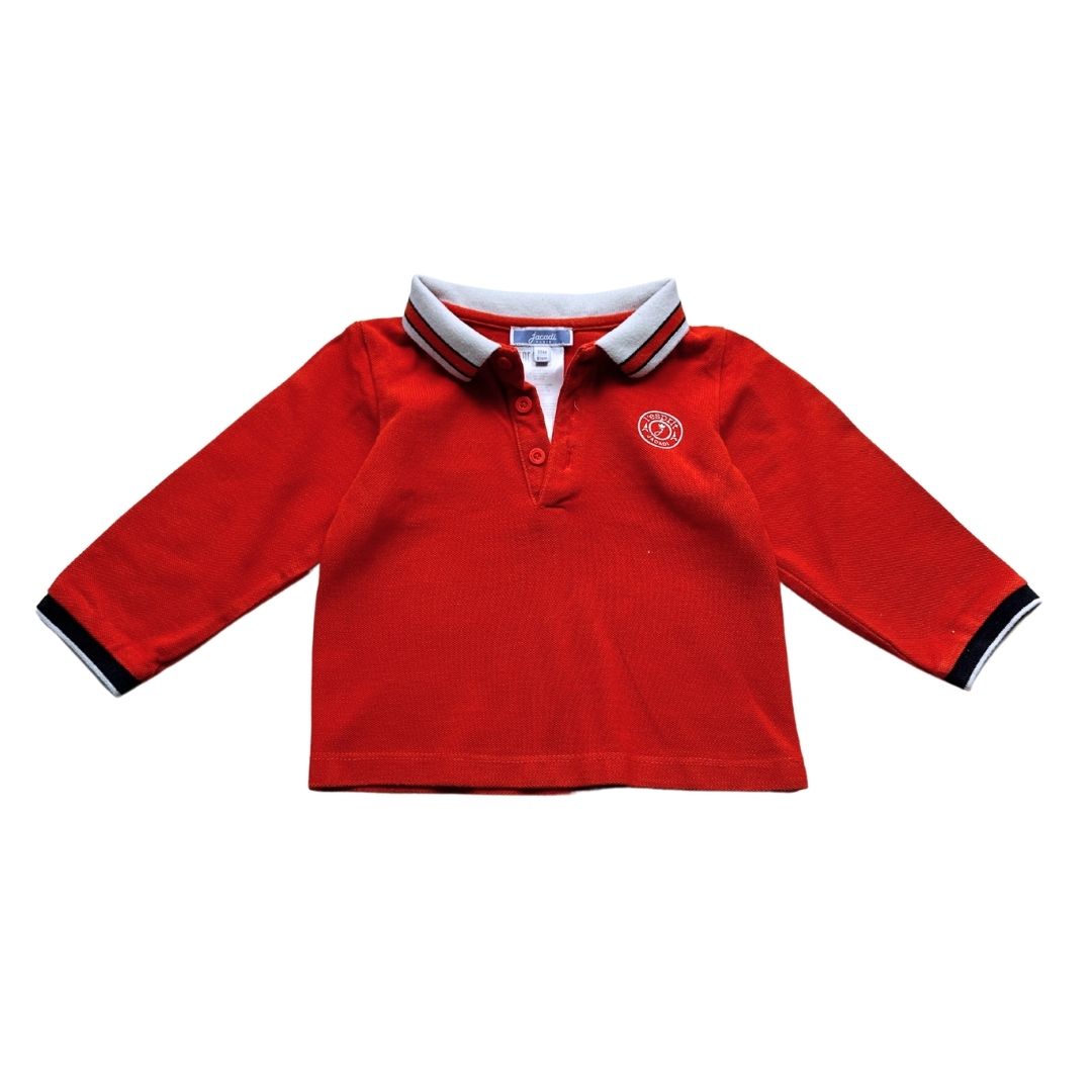 JACADI - Red long-sleeved polo shirt - 18 months