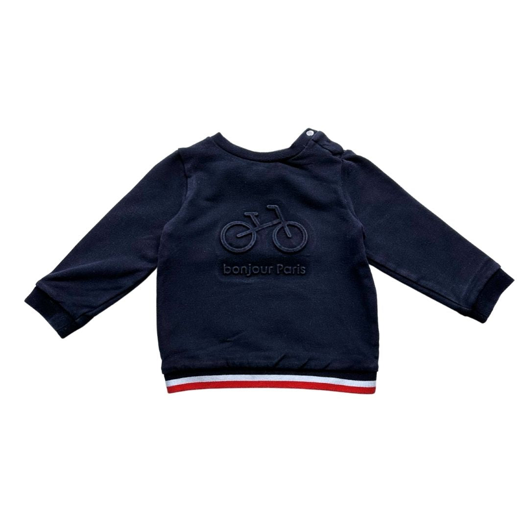 JACADI - navy blue and printed sweatshirt - 18 months