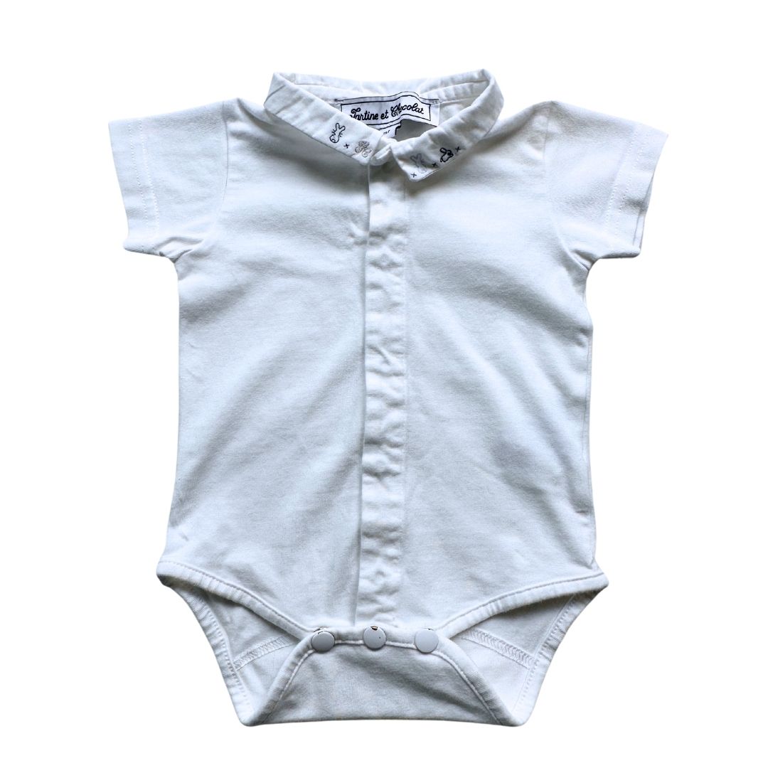 TARTINE & CHOCOLAT - White bodysuit with details on the collar - 3 months