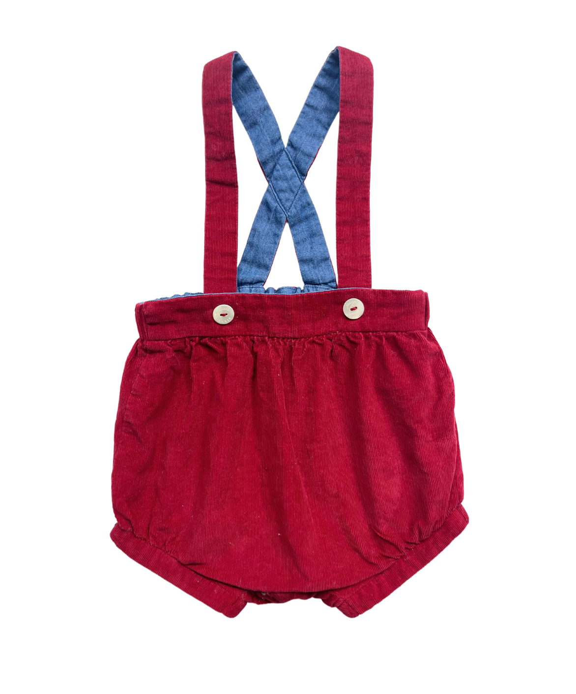 JACADI - Bloomer à bretelles rouges en velours - 6 mois