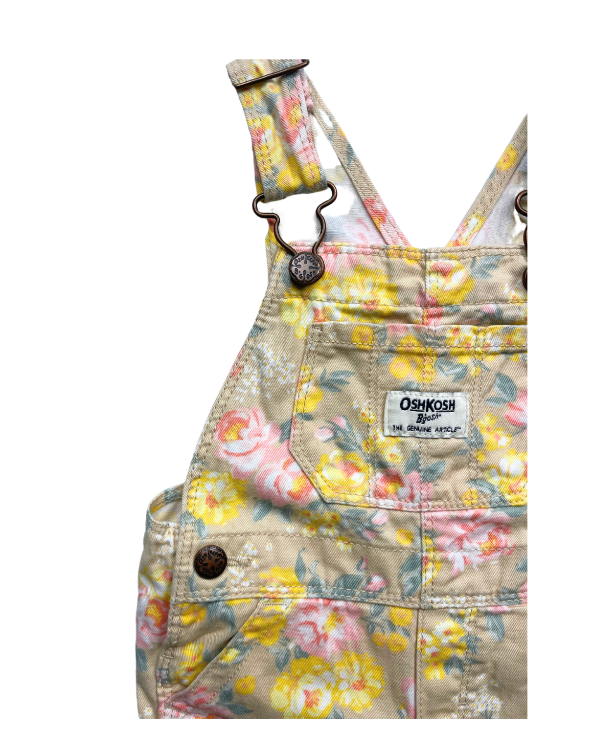 OSHKOSH - Salopette beige à fleurs - 12 mois