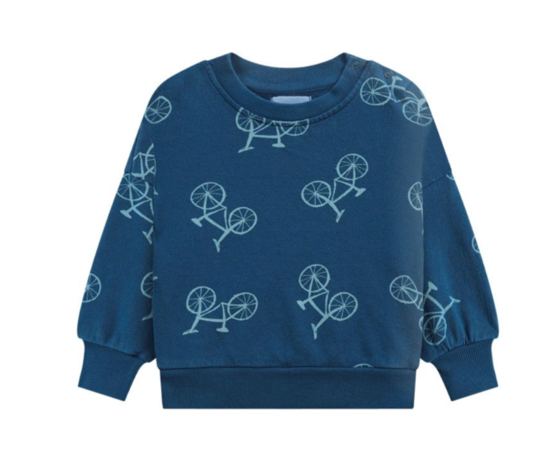 BOBO CHOSES - Sweat en coton bleu marine motif bicyclettes - 12/18 mois