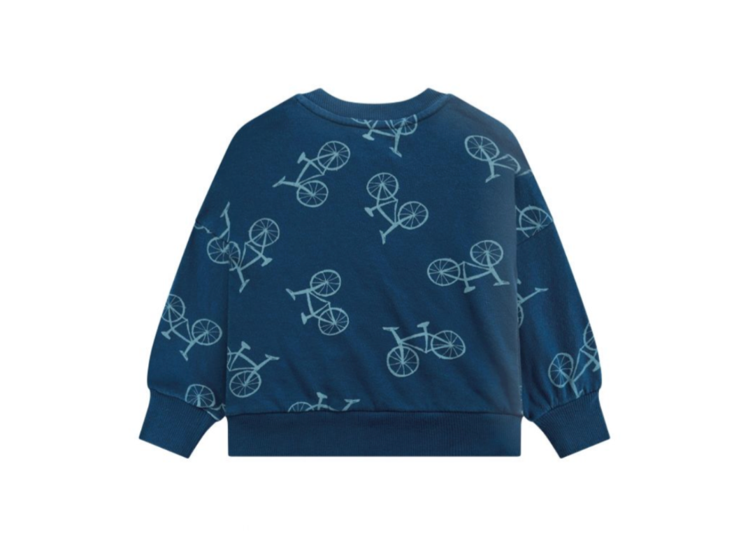 BOBO CHOSES - Sweat en coton bleu marine motif bicyclettes - 12/18 mois