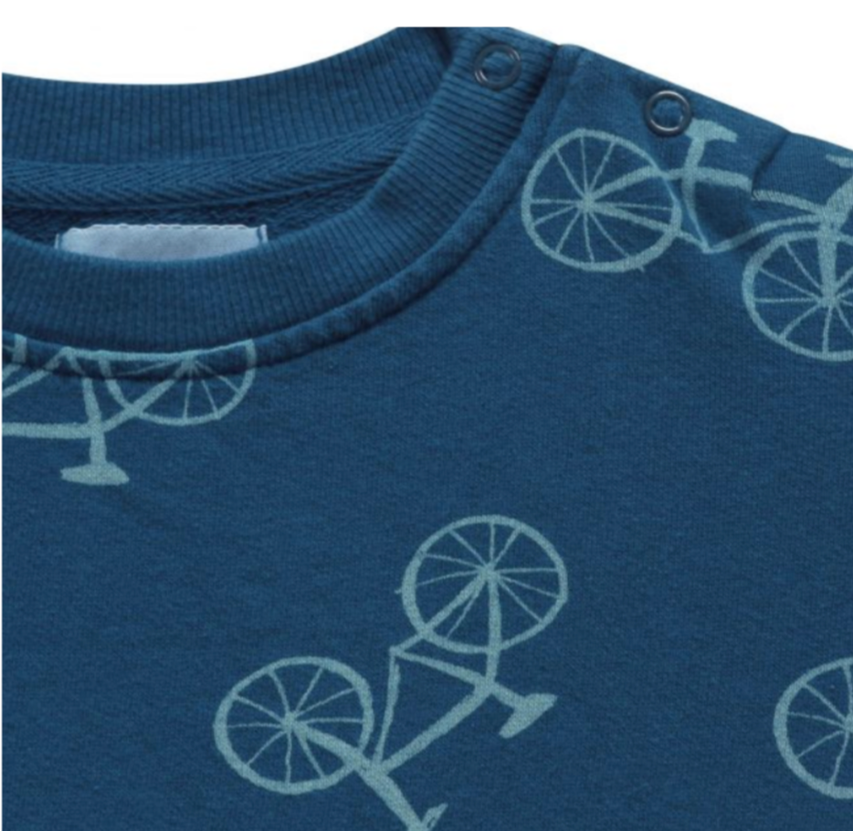 BOBO CHOSES - Marineblaues Baumwoll-Sweatshirt mit Fahrradmuster - 12/18 Monate